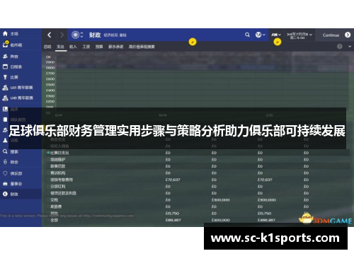 足球俱乐部财务管理实用步骤与策略分析助力俱乐部可持续发展